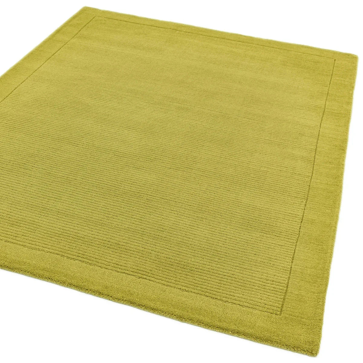 Asiatic York Green Designer Rug featuring subtle striped texture in olive green and chartreuse on solid background, machine-made wool
