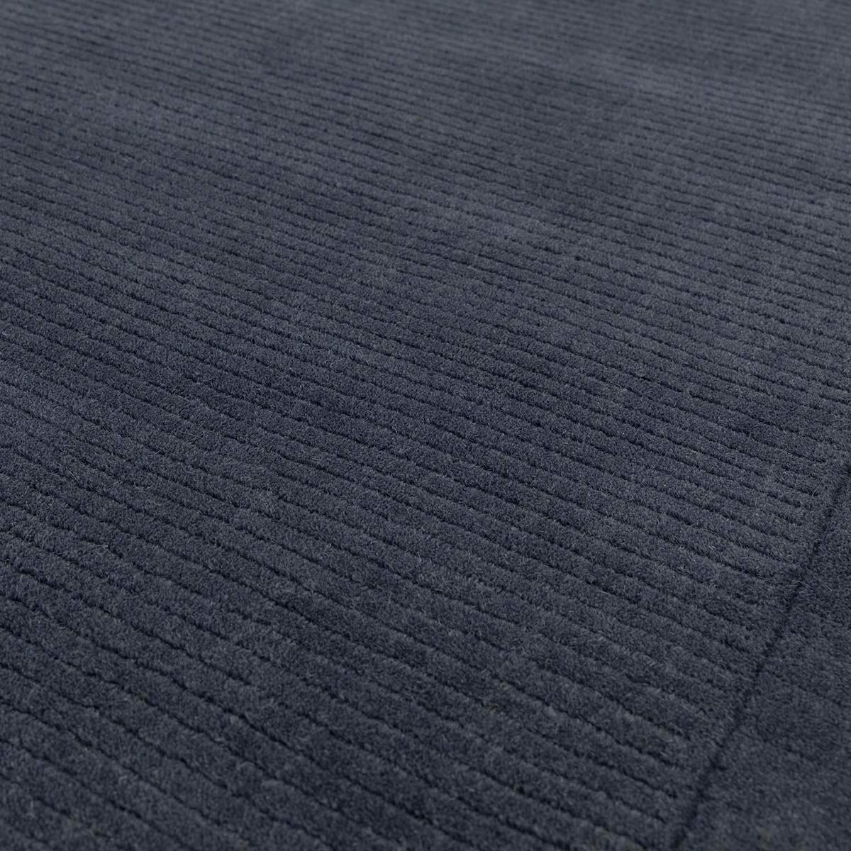 Asiatic York Navy Runner Designer Rug featuring textured ribbed pattern in navy blue on navy background, power-loomed wool