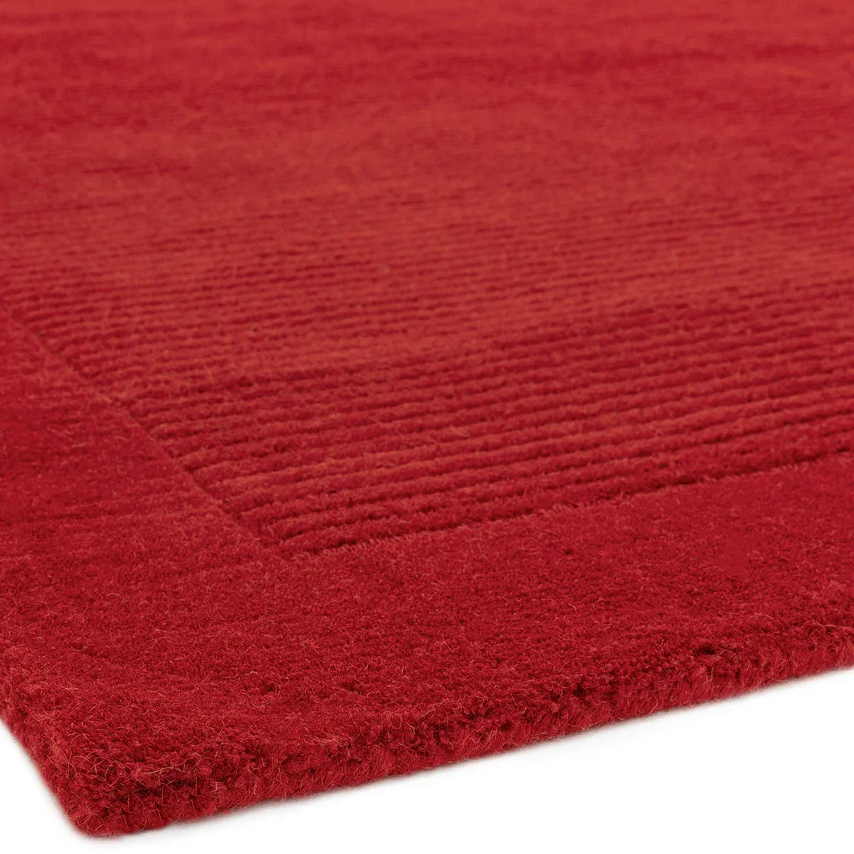 Asiatic York Poppy Designer Rug featuring solid textured pattern in crimson red on deep red background, hand-tufted wool