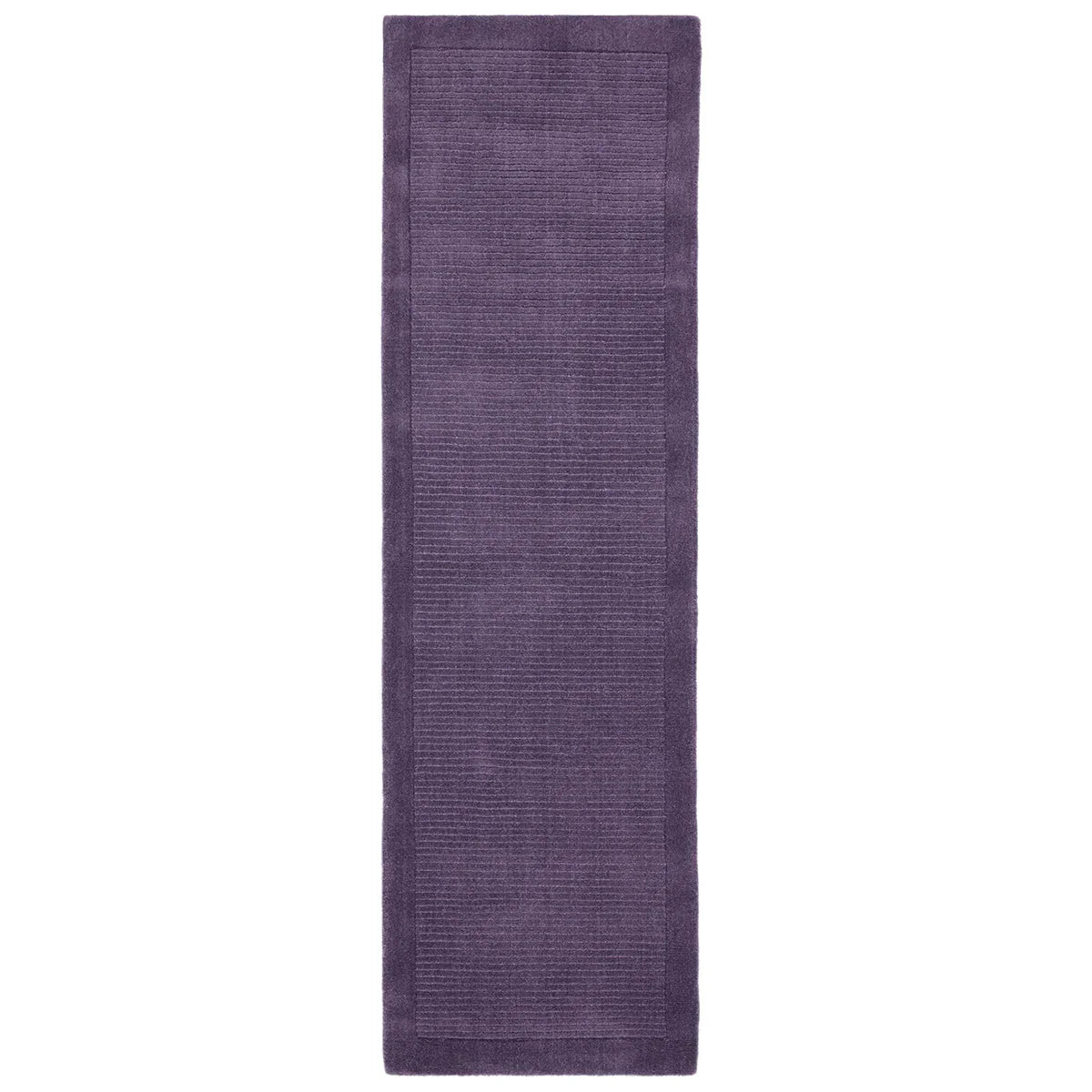 Asiatic York Purple Designer Rug featuring subtle linear pattern in aubergine, plum and violet on white background, hand-tufted wool