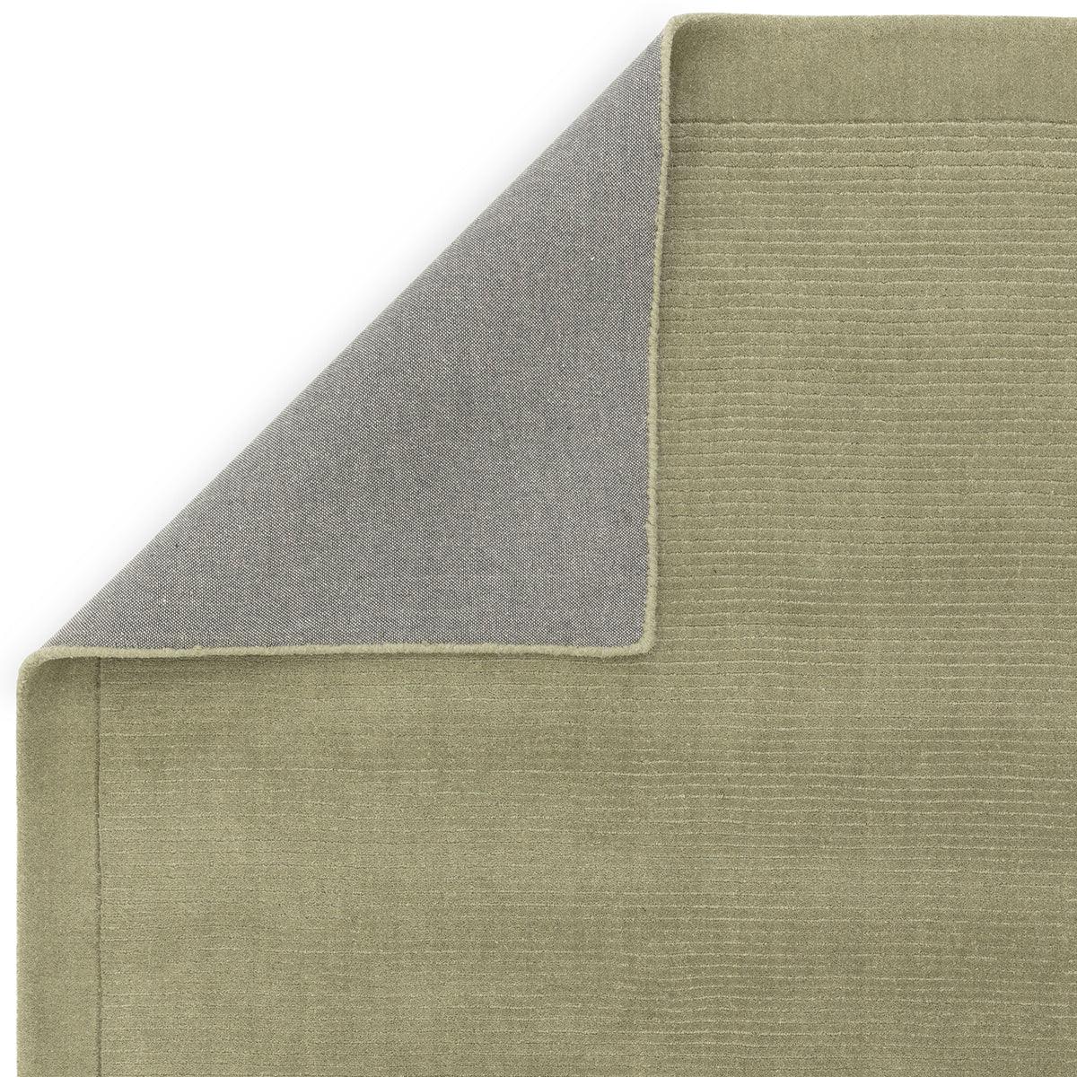 Asiatic York Sage Designer Rug featuring ribbed texture in sage green on grey reverse, hand-tufted wool