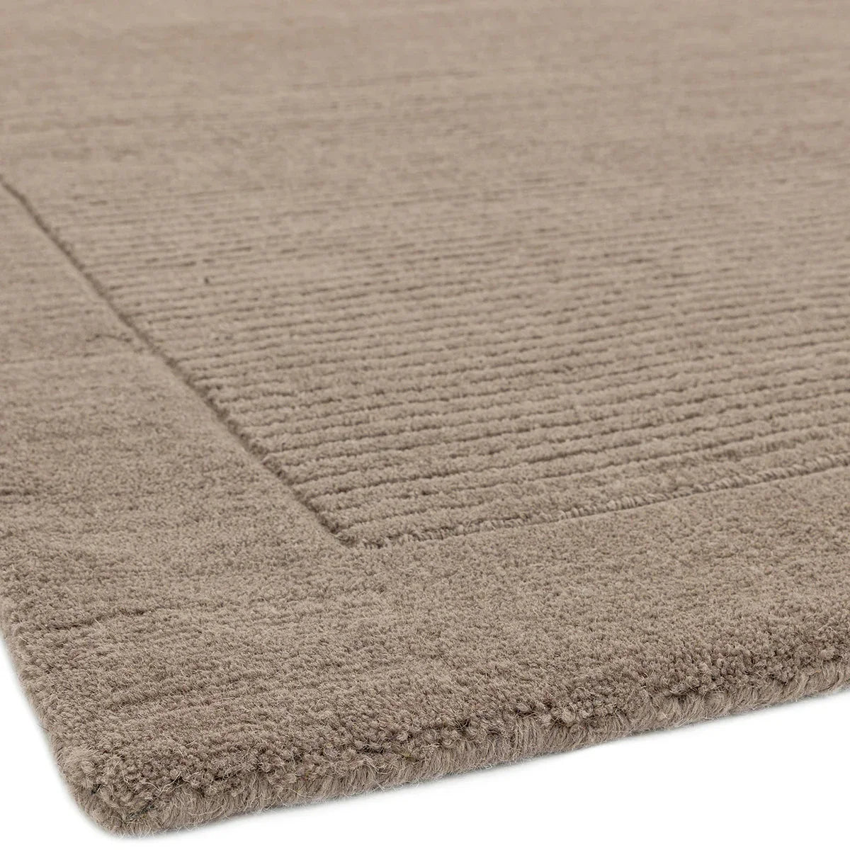 Asiatic York Taupe Runner Rug featuring textured ribbed pattern in taupe, beige and cream on white, machine-made wool