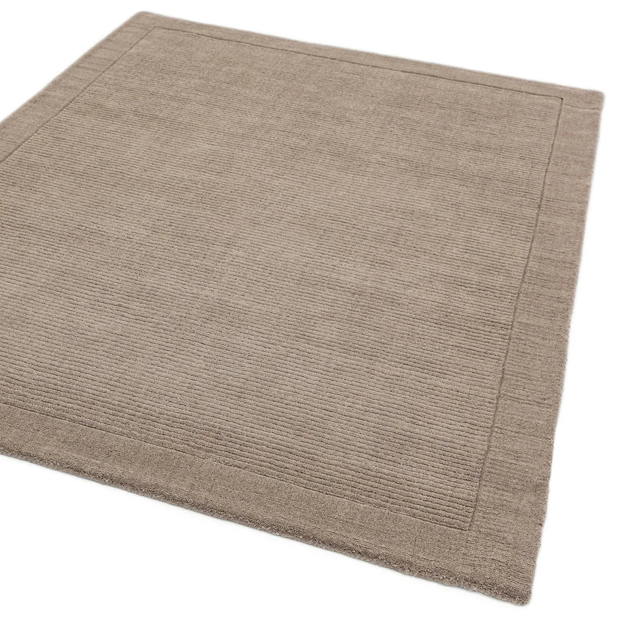 Asiatic York Taupe Designer Rug featuring ribbed texture in taupe on cream background, machine-made wool