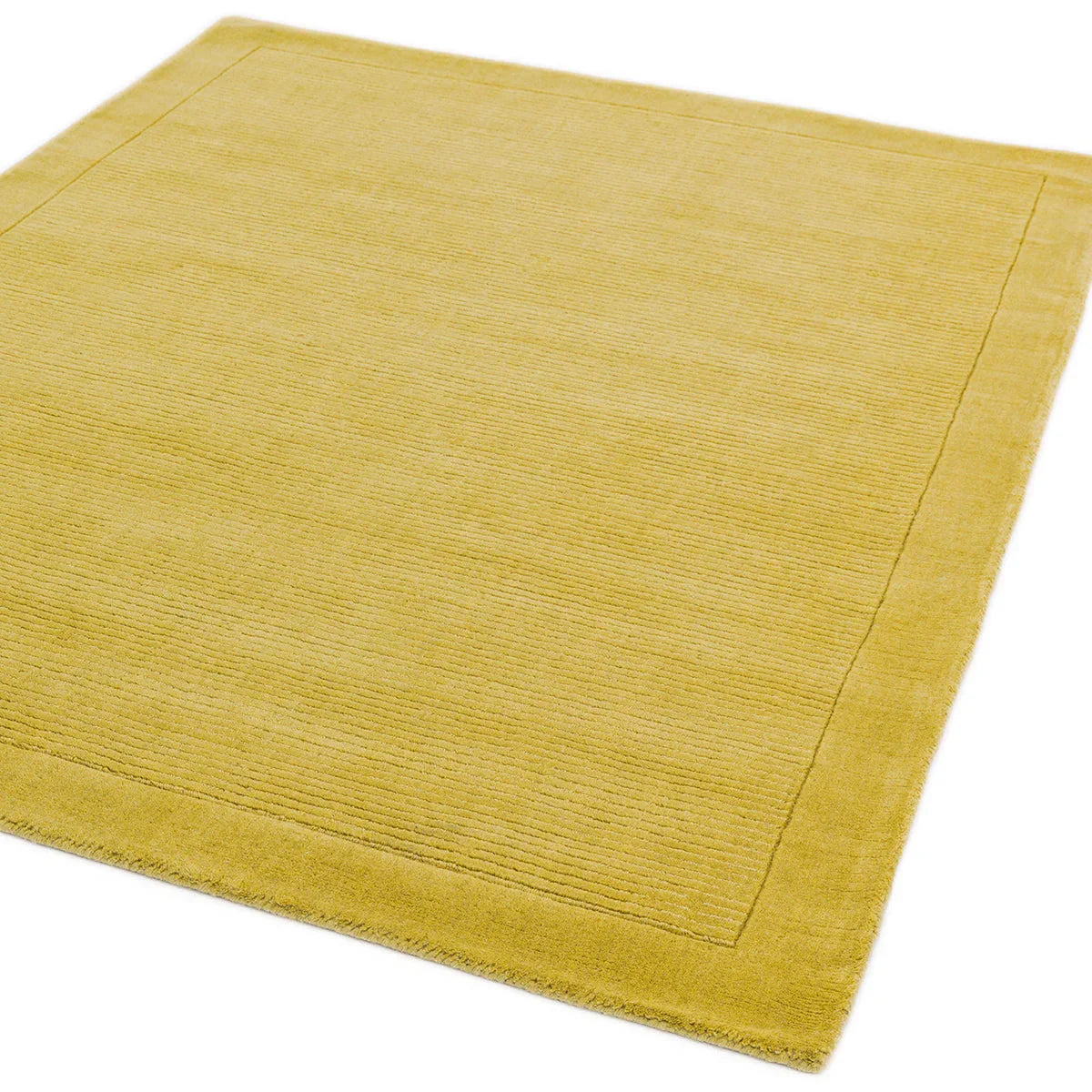 Asiatic York Yellow Designer Rug featuring subtle horizontal stripes in mustard-yellow on warm yellow, hand-tufted wool