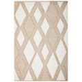 Avalon Shelly Natural Rug featuring diamond geometric pattern in beige, tan, taupe and cream on cream background, hand-tufted wool