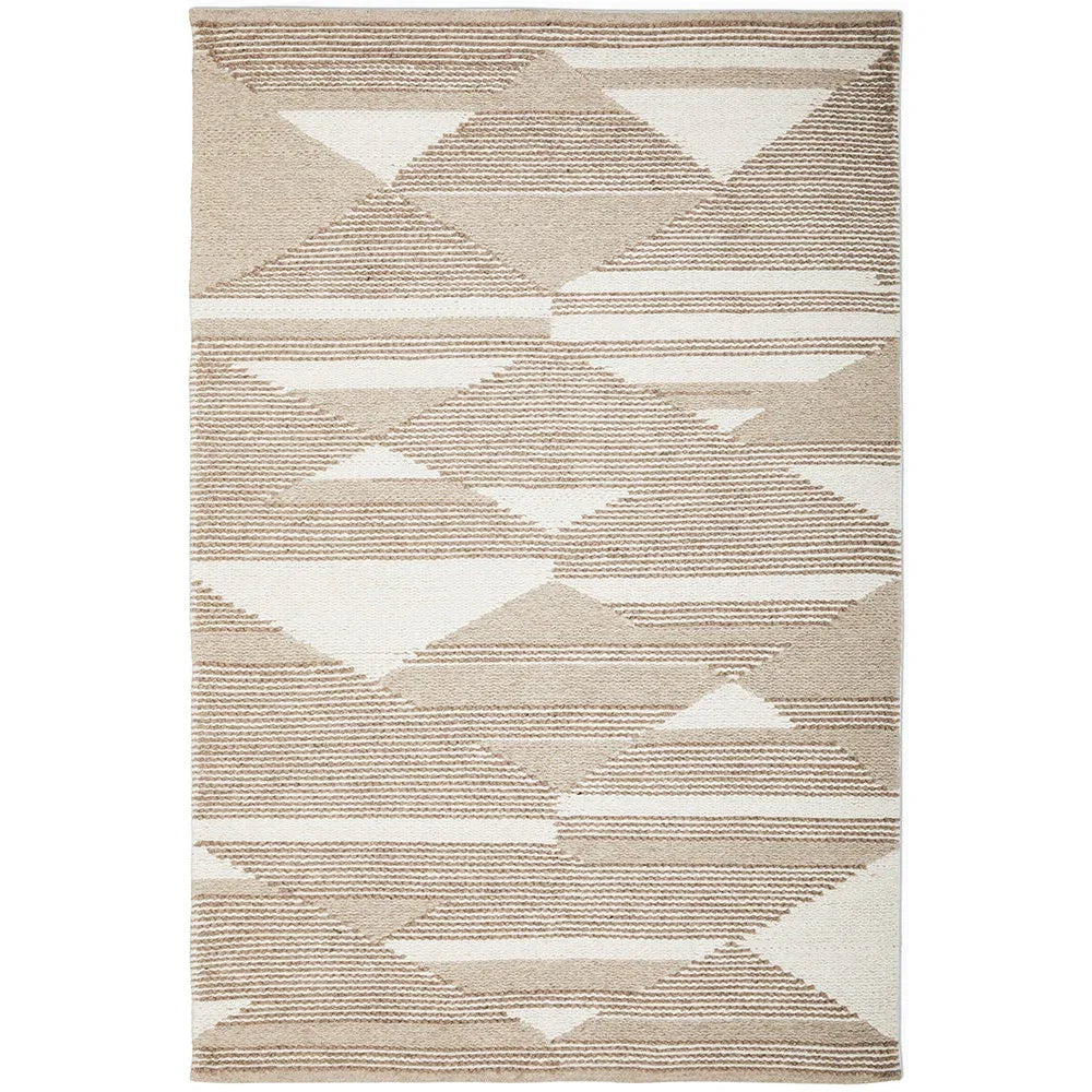 Avalon Taylor Natural Rug featuring geometric diamond pattern in cream, beige and taupe on natural background, hand-tufted wool