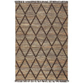 Bali Mocha Rug featuring geometric diamond lattice in dark chocolate brown on natural tan background, hand-woven jute