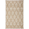 Bali Natural Rug featuring a diamond lattice pattern in beige and sand on natural background, handwoven.