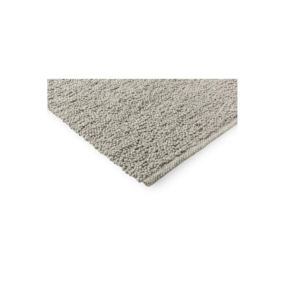 Brink & Campman Bond Ash Rug featuring textured loop-pile in ash, taupe and beige on white background, hand-tufted wool