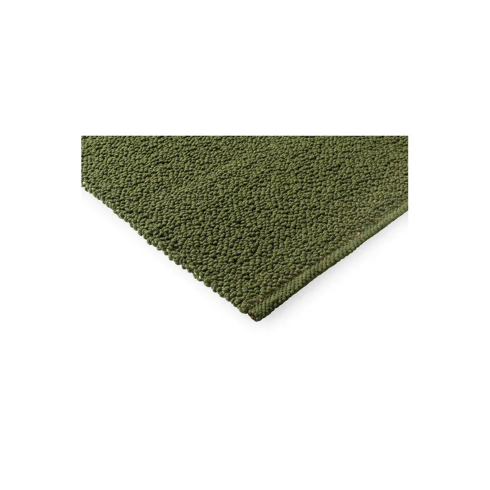 Brink & Campman Bond Moss Designer Rug featuring moss-green textured shag on white background, hand-tufted wool