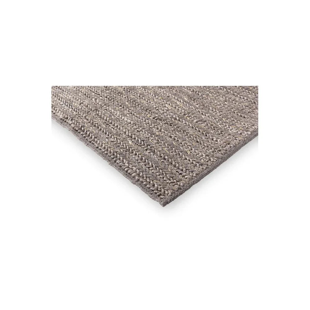Brink & Campman Craft Plait Stone Designer Rug featuring braided plait pattern in stone grey and taupe on light background, hand-woven wool