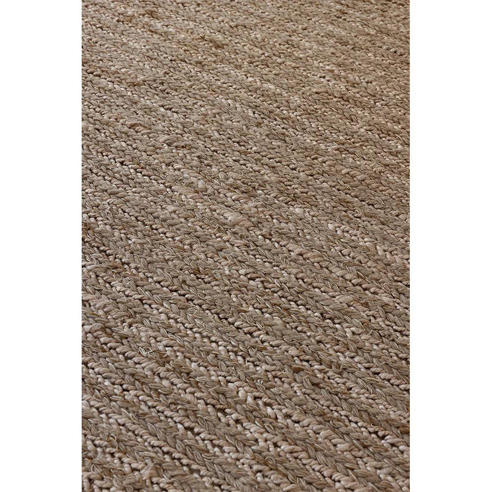 Brink & Campman Craft Plait Natural Rug featuring braided plait design in brown, tan and cream on ivory, hand-woven jute