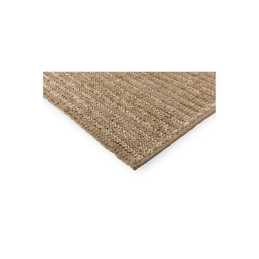 Brink & Campman Craft Plait Natural Rug featuring braided plait pattern in natural beige and tan on ivory background, handwoven jute