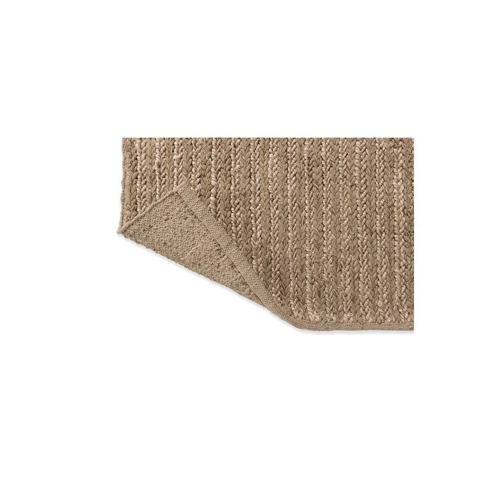 Brink & Campman Craft Plait Natural Rug featuring braided plait in natural beige, taupe and brown on white background, hand-braided jute
