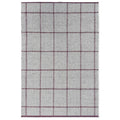 Brink & Campman Craft Matter Check Ash Rug featuring checkered grid in ash grey and burgundy on light grey background, hand-tufted wool