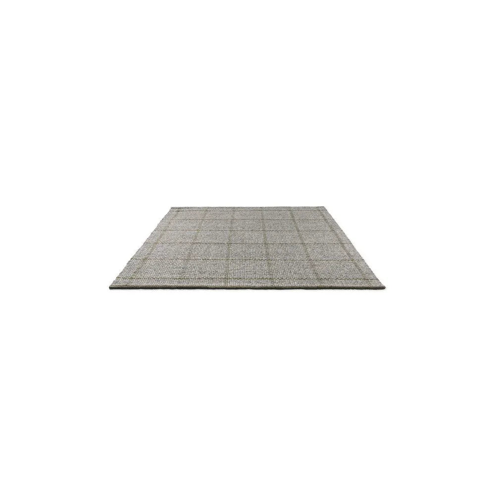 Brink & Campman Craft Matter Check Slate Designer Rug featuring check pattern in slate grey, taupe and cream on pale background, woven rug
