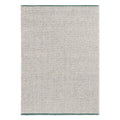 Brink & Campman Craft Matter Rug featuring plain ash grey with teal edge trim, hand-tufted wool