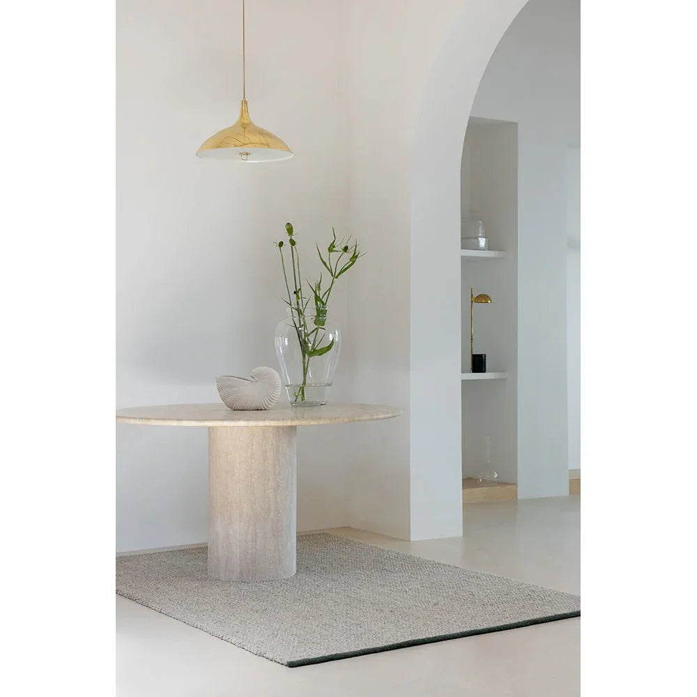 Brink & Campman Craft Matter rug featuring plain ash grey minimalist design on light beige background, hand-tufted wool