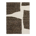 Brink & Campman Craft Fundament rug featuring abstract geometric pattern in chocolate brown and cream on white background, hand-tufted wool