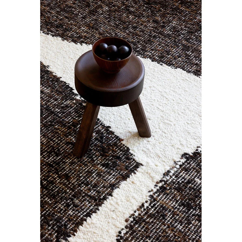 Brink & Campman Craft Fundament Chocolate/Cream Rug featuring geometric block pattern in dark chocolate brown, cream on cream background, hand-tufted wool