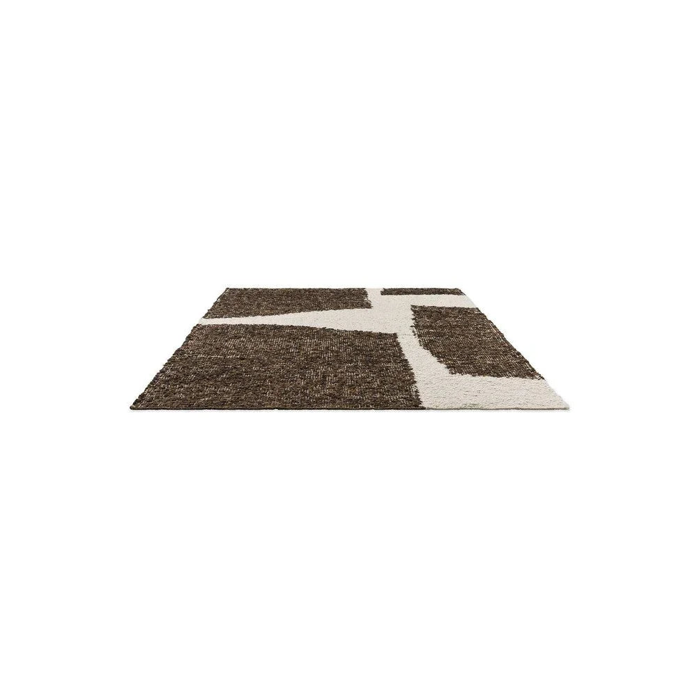 Brink & Campman Craft Fundament Chocolate/Cream Rug featuring geometric blocks in chocolate brown and cream on beige background, hand-tufted wool