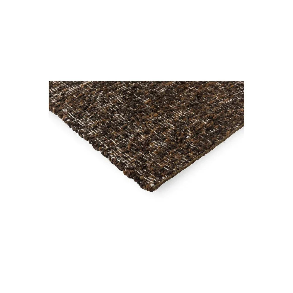Brink & Campman Craft Fundament Rug featuring textured speckled pattern in chocolate brown and cream on dark brown background, hand-tufted wool
