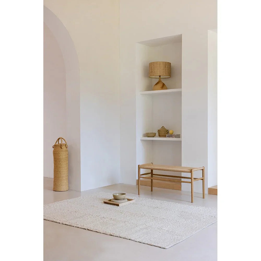 Brink & Campman Craft Fundament Wool White Designer Rug featuring textured cream weave in ivory and taupe on ivory background, hand-tufted wool