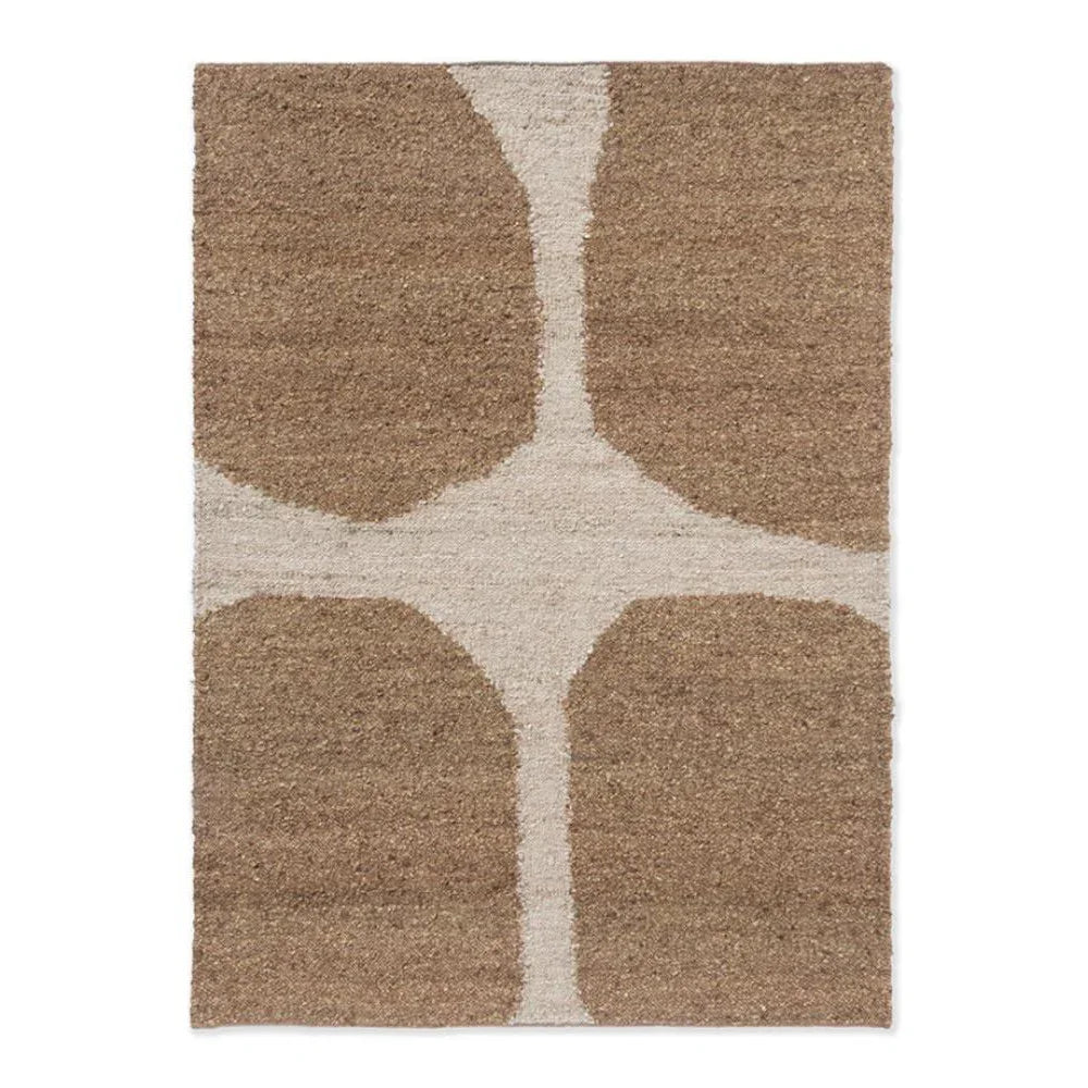 Brink & Campman Craft Fundament Caramel Rug featuring cross pattern in caramel, cream on beige background, machine-made polypropylene