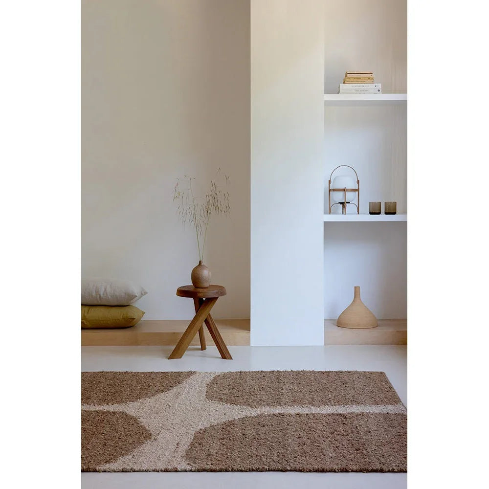 Brink & Campman Craft Fundament Caramel Rug featuring abstract pattern in caramel, beige and cream on ivory background, hand-tufted wool