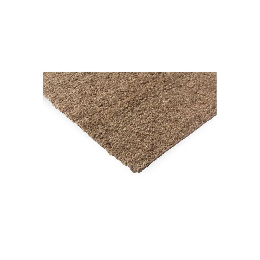 Brink & Campman Craft Fundament Caramel Designer Rug featuring solid textured shag in caramel, tan and taupe on white background, machine-loomed wool