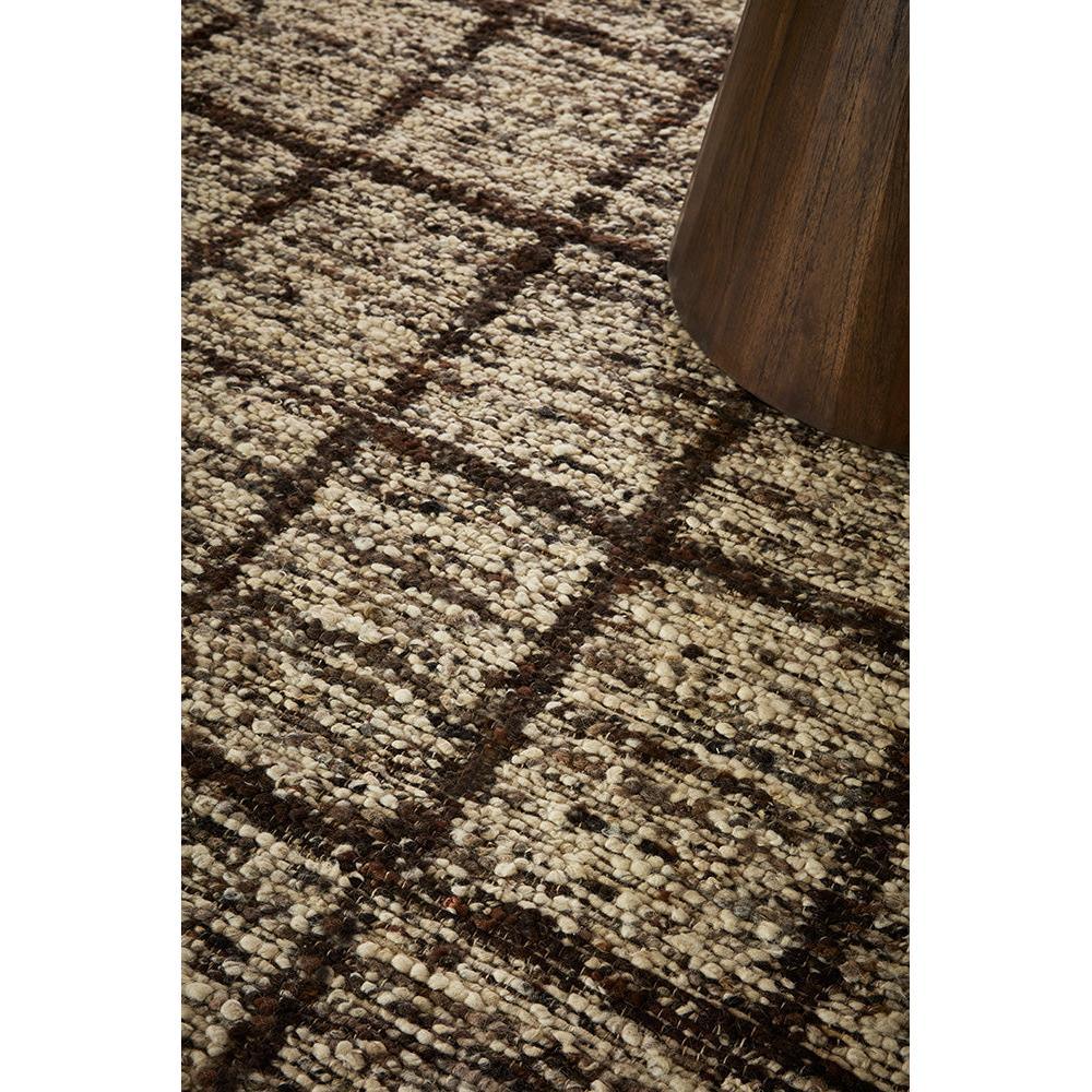 B&C Craft Jack Bear Brown Designer Rug featuring geometric lattice pattern in cream, beige and dark brown on chocolate background, machine-made wool
