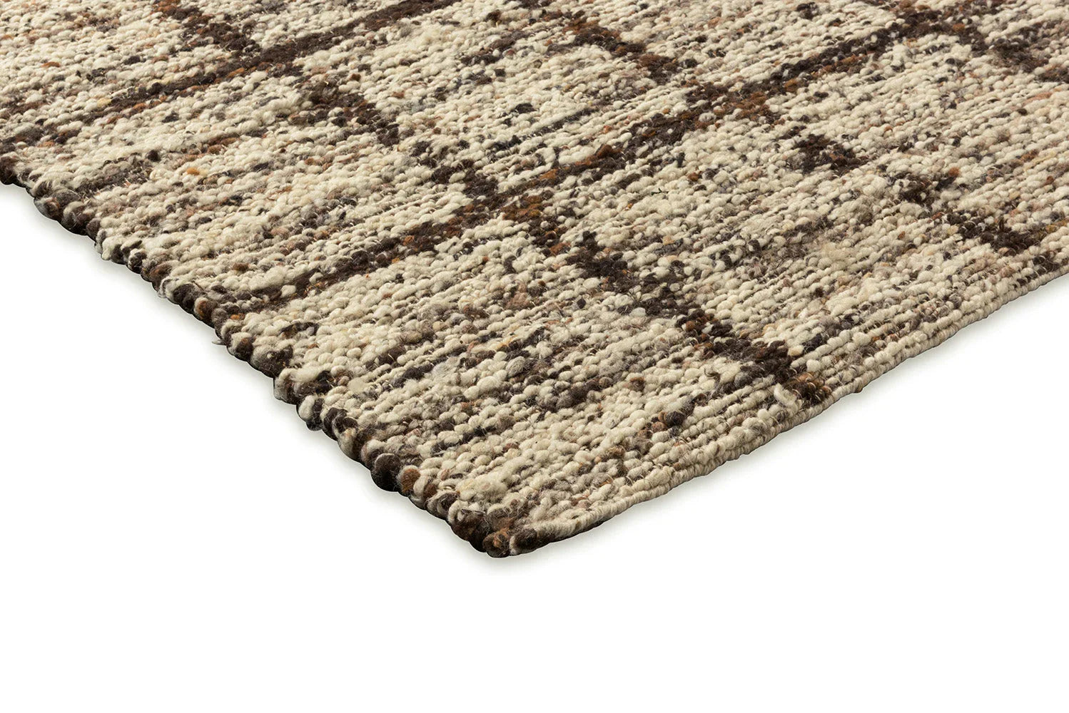 B&C Craft Jack Bear Brown Rug featuring shaggy geometric pattern in cream, beige, brown on tan background, hand-tufted wool