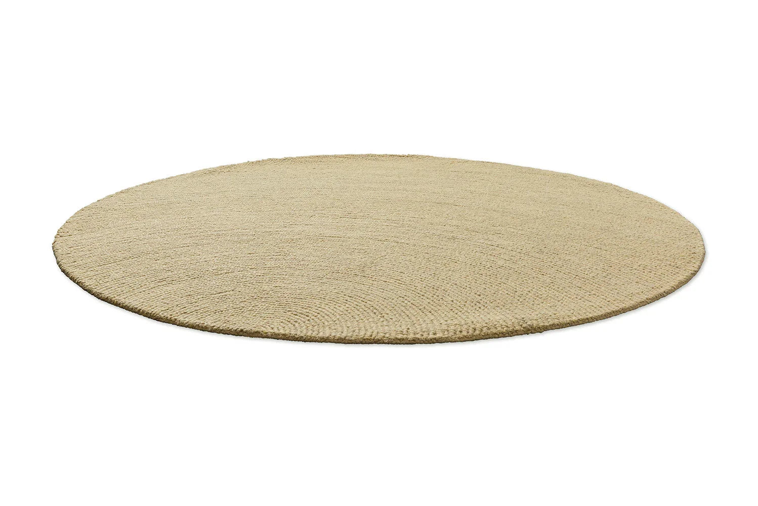 B&C Decor Echo Sand Round Rug featuring natural woven texture in beige/sand tones on jute, hand-woven