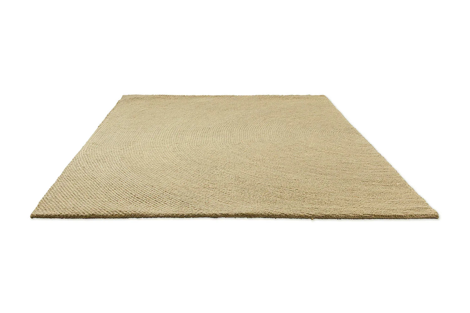 B&C Decor Echo Sand Designer Rug featuring circular woven pattern in sand and beige on natural beige, handwoven jute