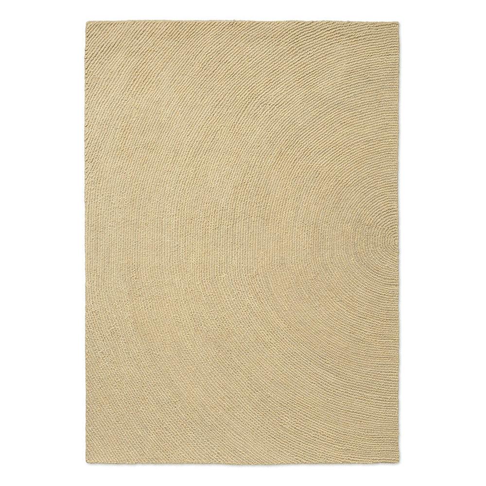 Brink and Campman Decor Echo Sand hand-tufted wool rug featuring sculptural raised diagonal lines flowing across surface in warm sandy beige with textural depth
