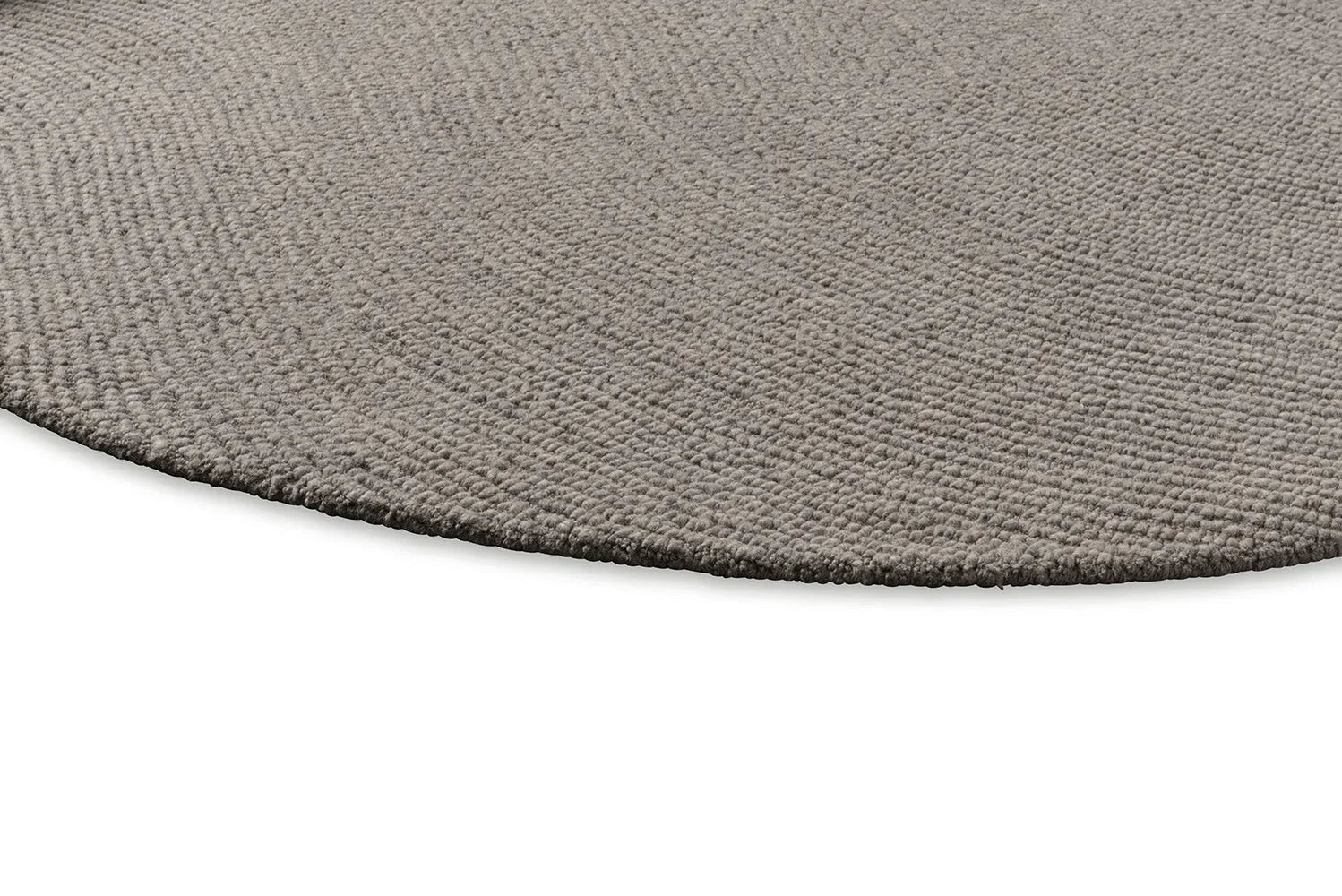 B&C Decor Echo Pebble Round Rug featuring pebble-textured pattern in taupe, beige and cream on white background, hand-tufted wool