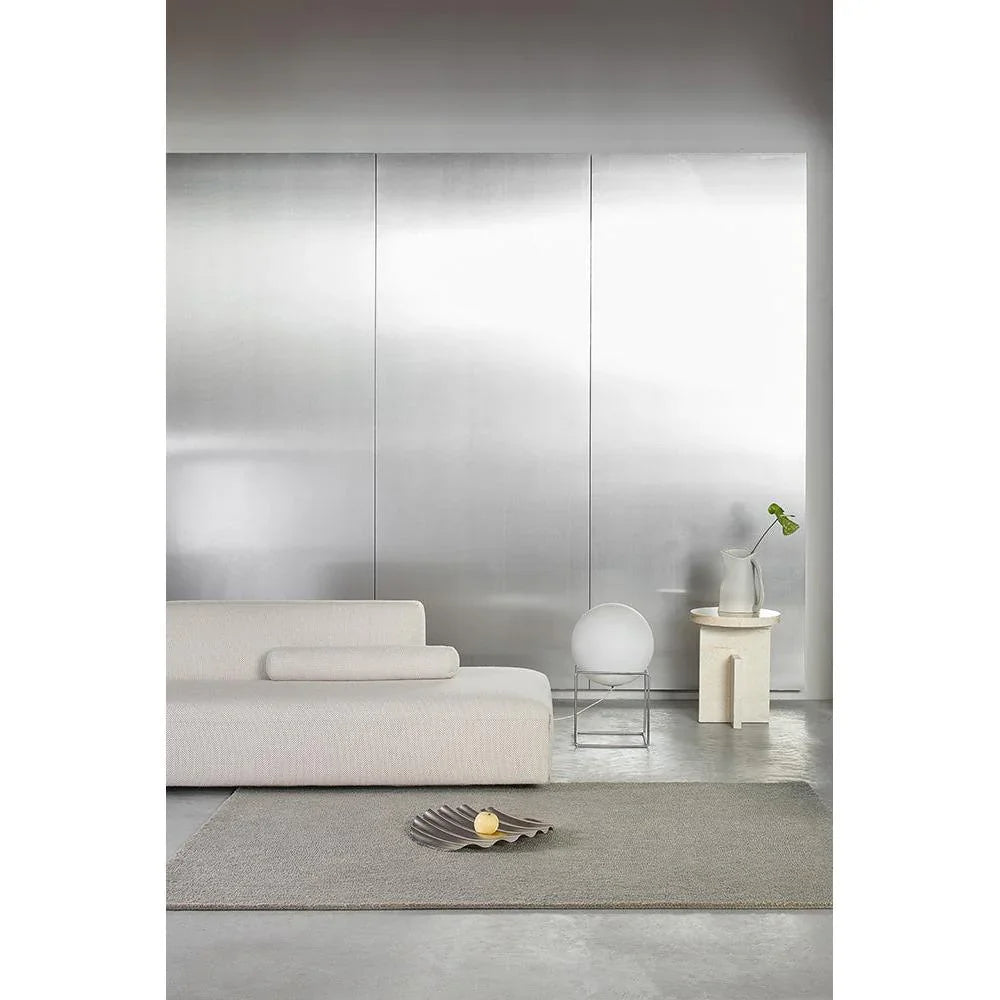B&C Decor Echo Pebble Designer Rug featuring pebble texture in beige, taupe and ivory on light grey floor; hand-tufted wool