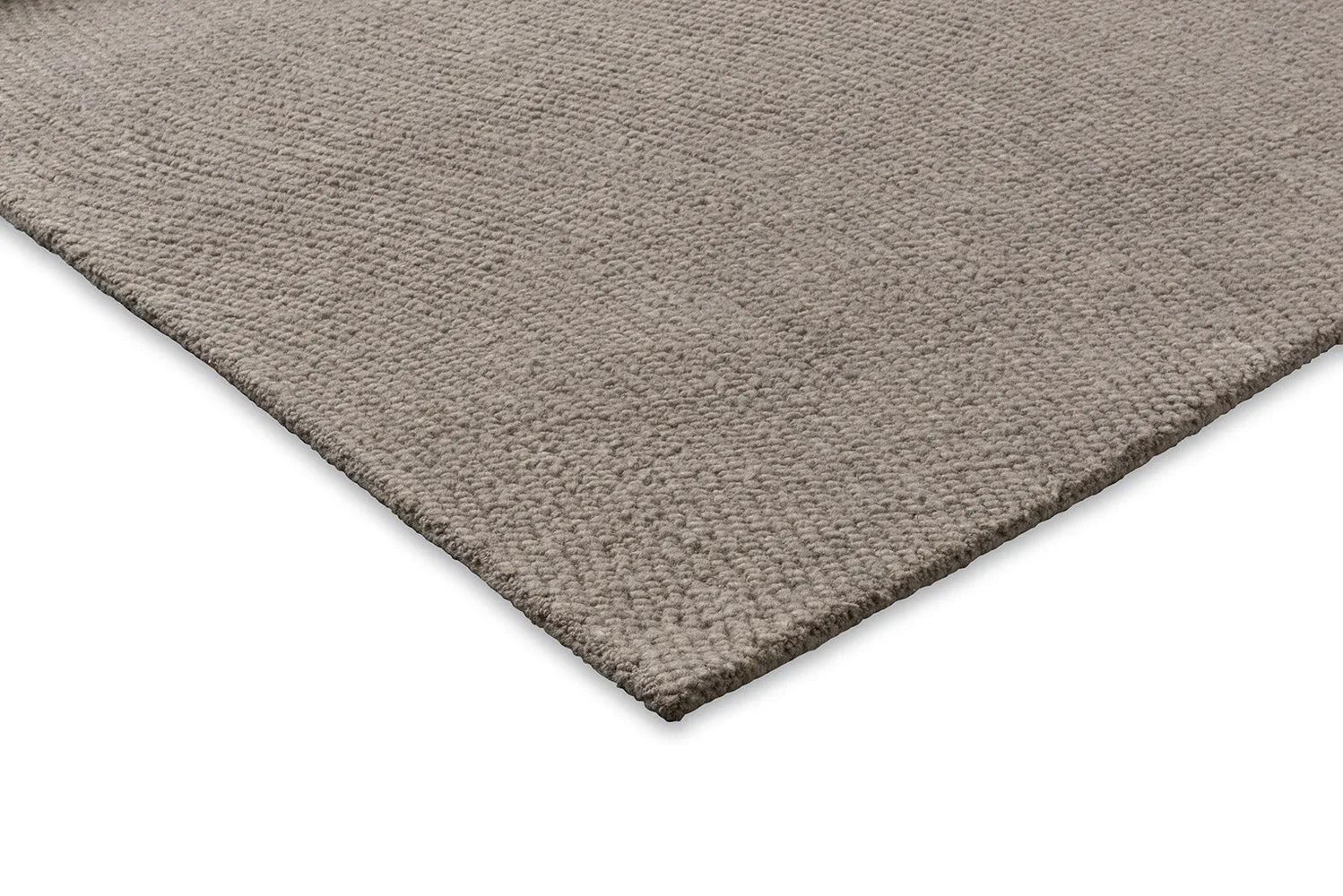 B&C Decor Echo Pebble rug featuring solid shaggy texture in taupe, beige and cream on white background, hand-tufted wool