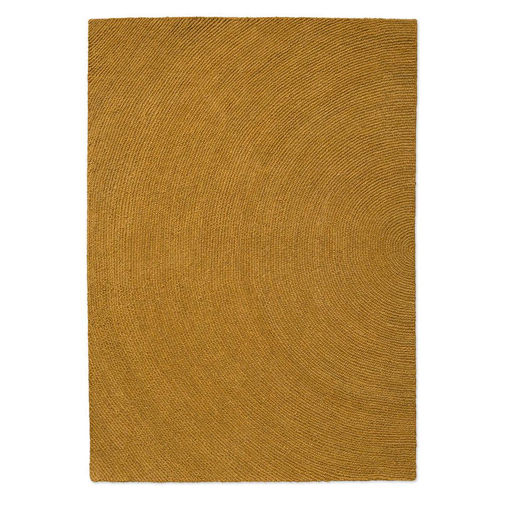 Brink and Campman Decor Echo Ochre hand-tufted wool rug featuring sculptural raised diagonal lines flowing across surface in rich golden mustard ochre with textural depth
