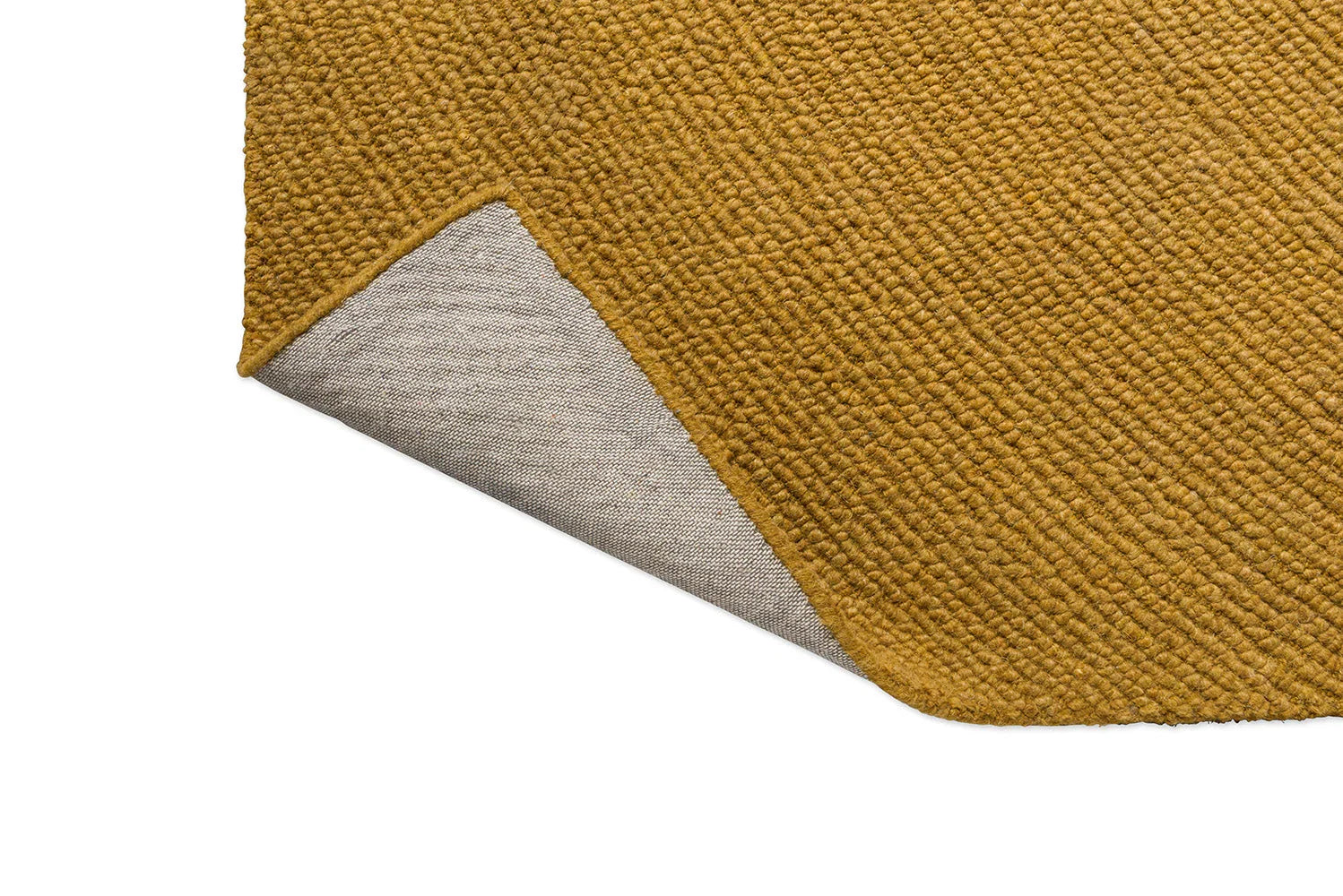 B&C Decor Echo Ochre Designer Rug featuring textured looped pile in ochre on white background, hand-tufted wool