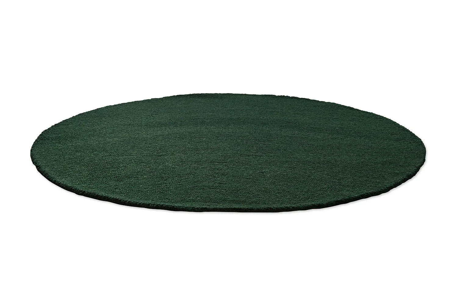 B&C Decor Echo Forest Round Rug featuring solid plush shag in forest green on white background, hand-tufted wool