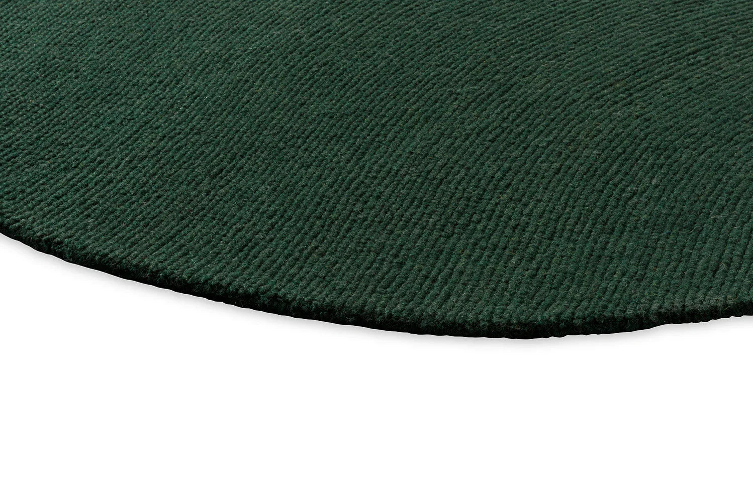 B&C Decor Echo Forest Round Rug featuring solid ribbed texture in deep forest green on white background, hand-tufted wool