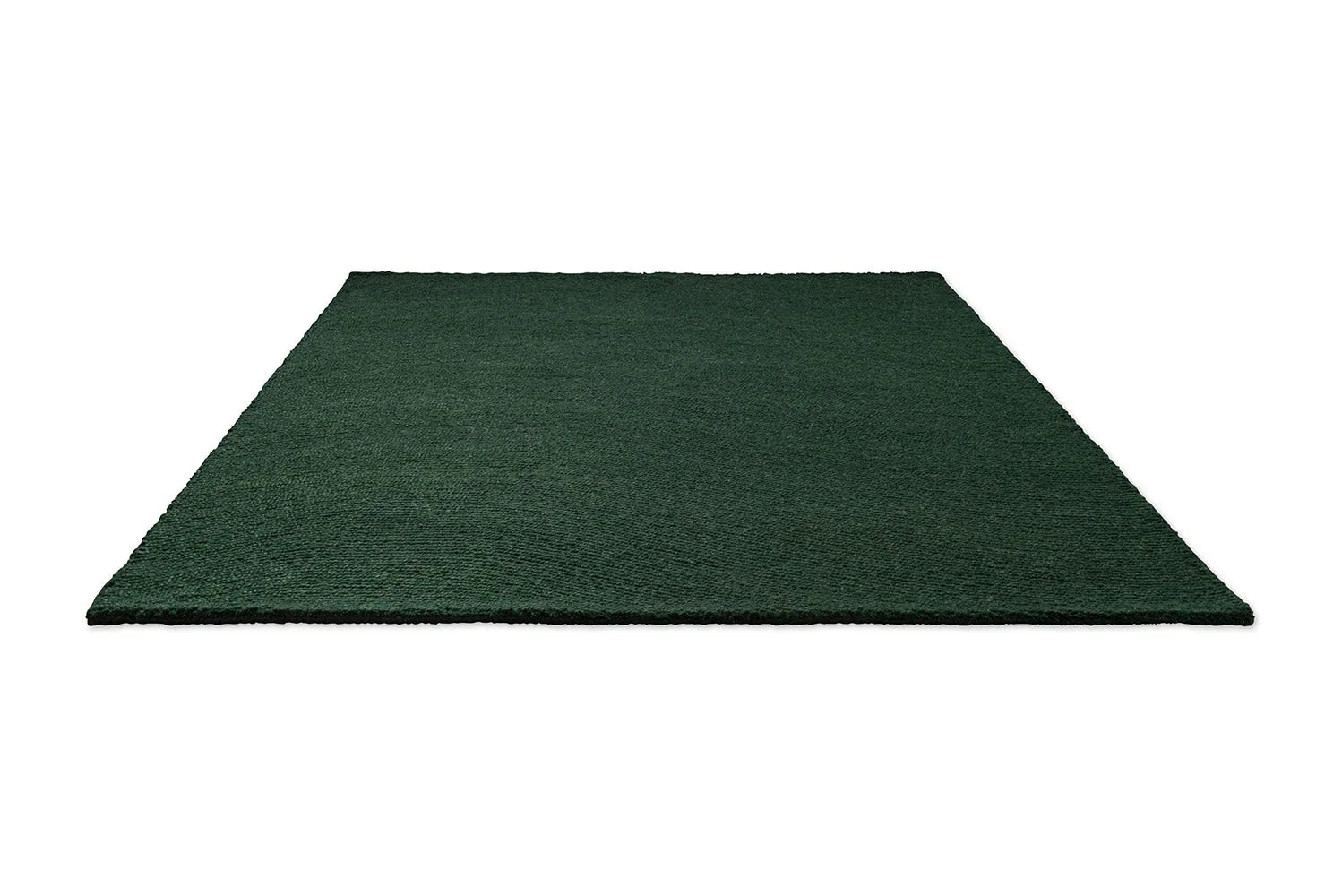B&C Decor Echo Forest Designer Rug featuring solid colour pattern in forest green on white background, hand-tufted wool