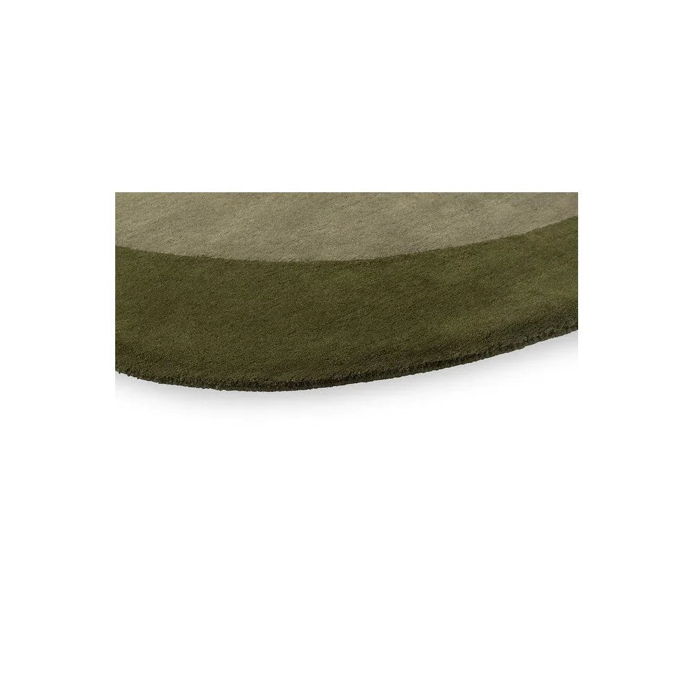 Brink & Campman Element Moore Moss Designer Rug featuring curved two-tone gradient in moss green and olive on light background