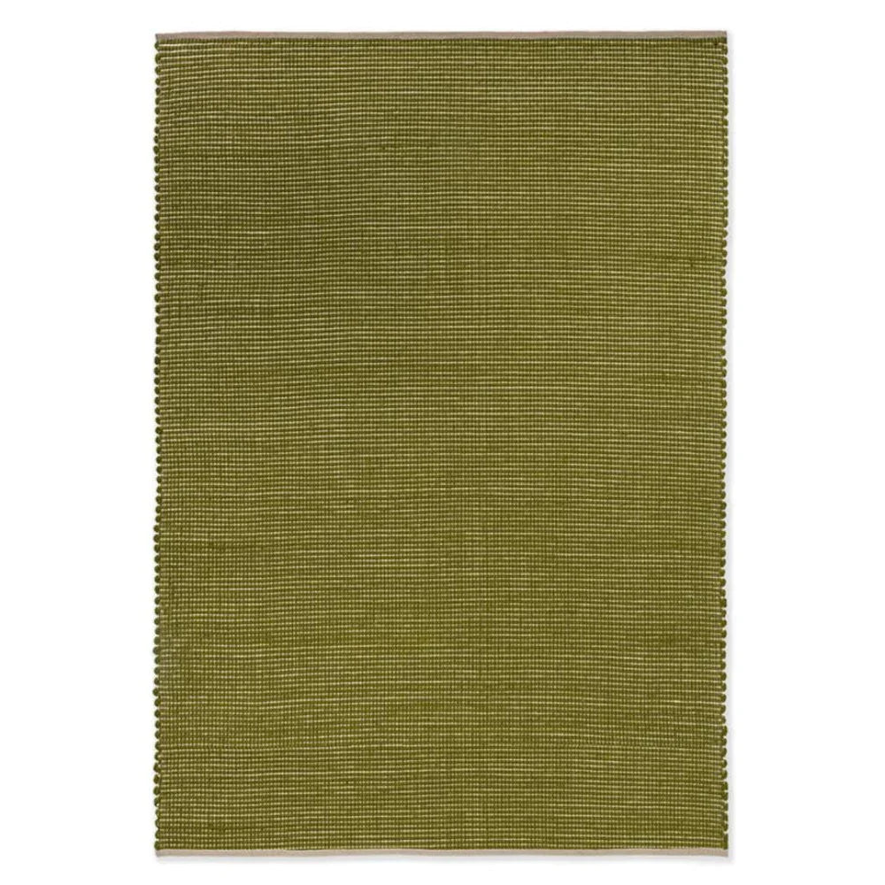 Brink & Campman Frame Leaf Rug featuring solid textured weave in olive green and moss on cream background, hand-tufted wool