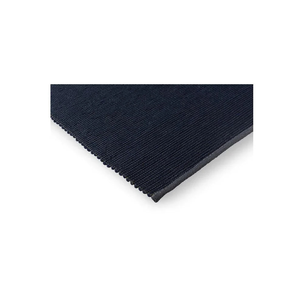 Brink & Campman Grid Ink Designer Rug featuring geometric grid pattern in navy blue on white background, hand-tufted wool