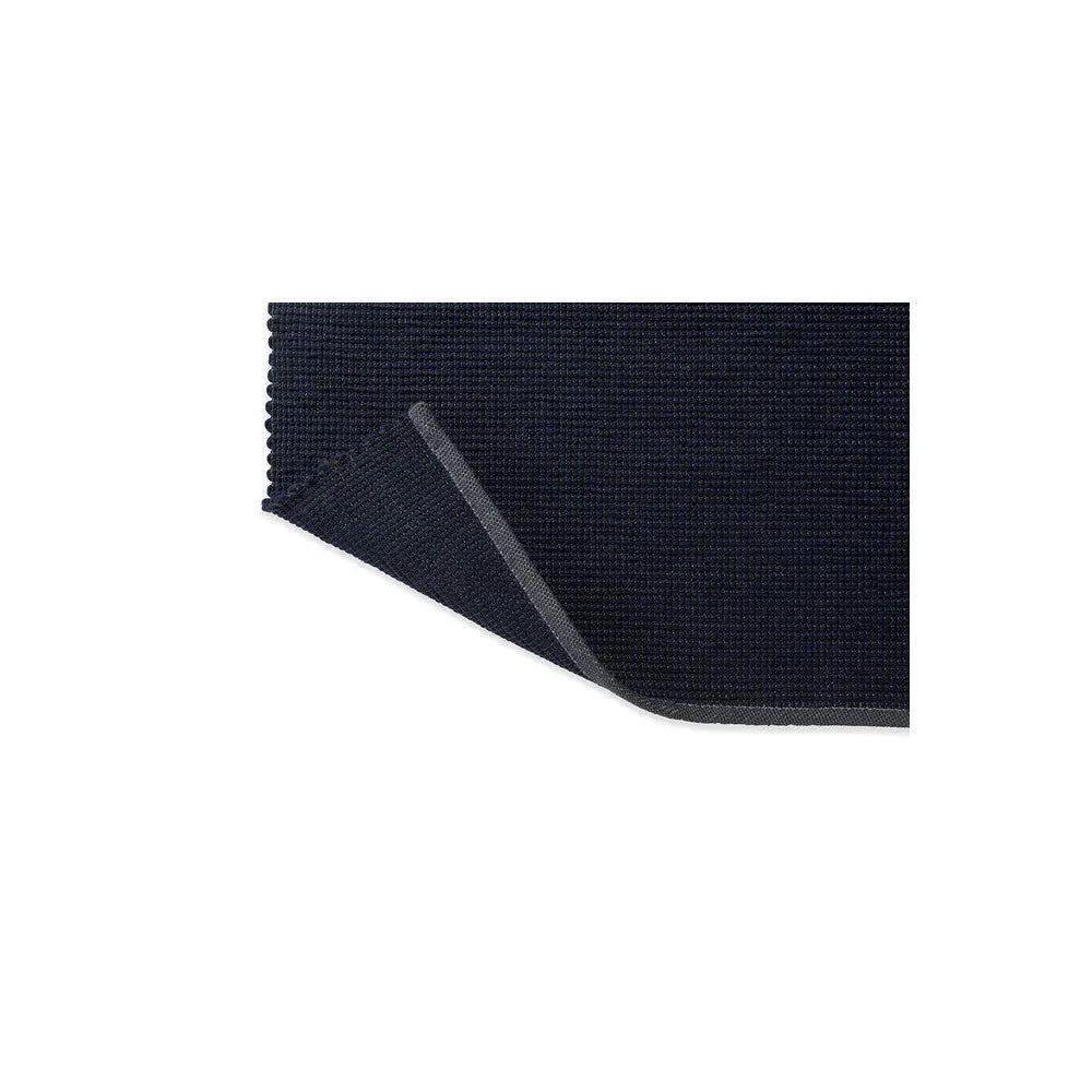 Brink & Campman Grid Ink Designer Rug featuring grid pattern in navy and charcoal on white background, unknown construction.