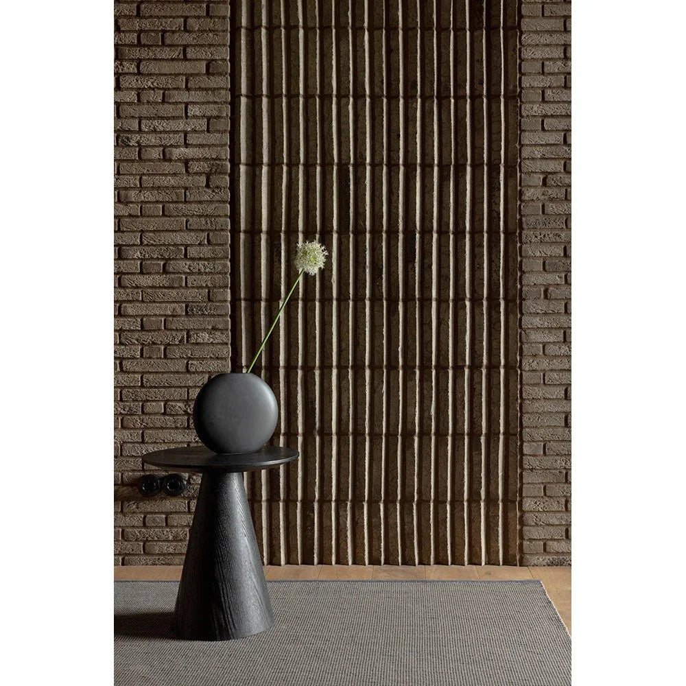 Brink & Campman Grid Stone Designer Rug featuring subtle grid pattern in charcoal grey and stone on light grey background, hand-tufted wool