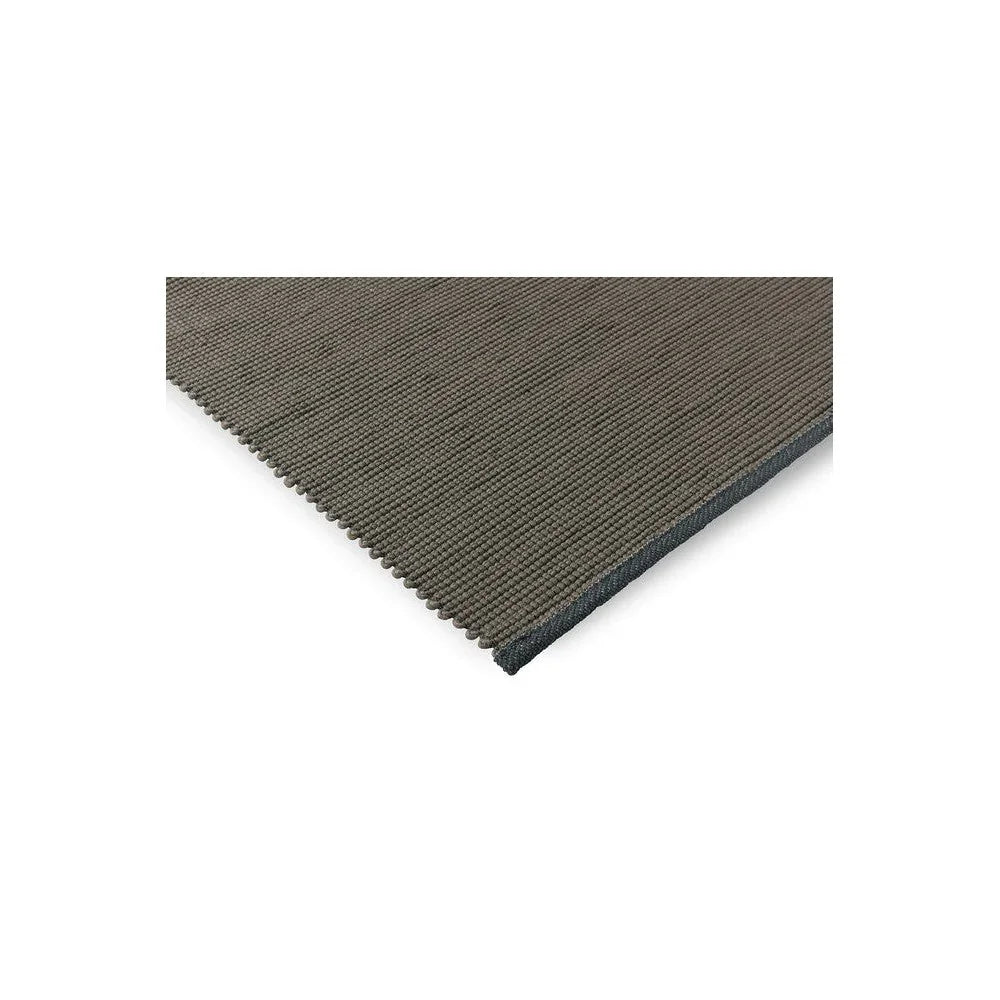 Brink & Campman Grid Stone Designer Rug featuring grid texture in taupe, brown and charcoal on white background, hand-tufted wool