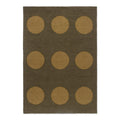 Brink & Campman Habitat Festival Dots Olive Green Outdoor Rug featuring circular dot pattern in burnt orange on olive background, machine-woven polypropylene